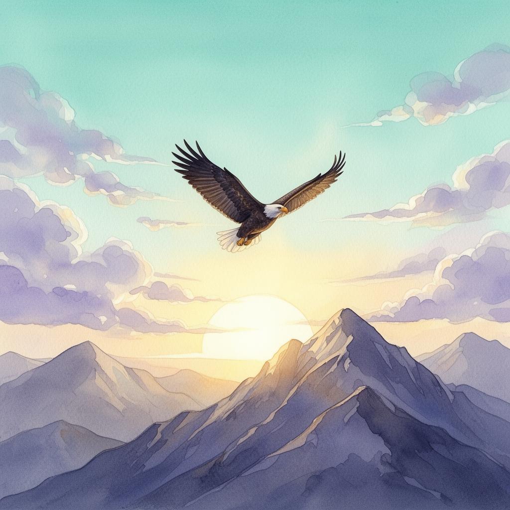 Águila volando libre sobre las montañas al amanecer